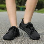 Kids barefoot sneakers wide toe box flexible sole velcro closure