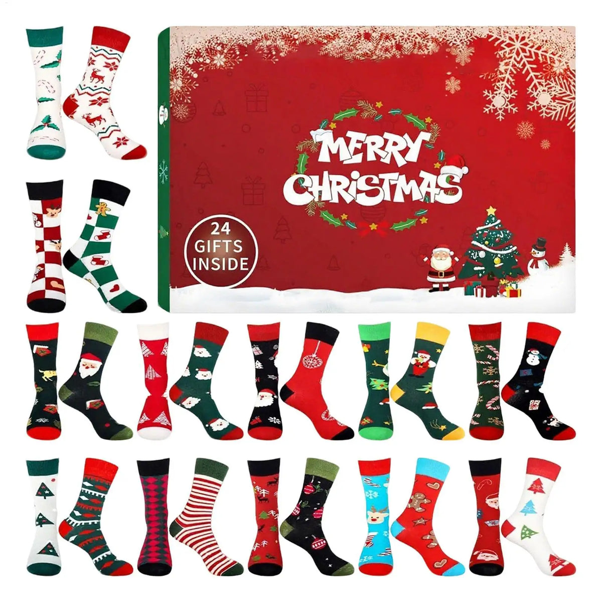 Sock Advent Calendar 2025 Christmas Countdown 12 Pairs Cotton Socks