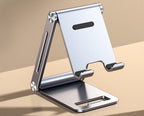 Aluminum phone stand 360 degree adjustable desk holder in silver and black