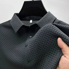 Silk Polo Shirt for Men | Short Sleeve Lightweight 3D Woven Texture
