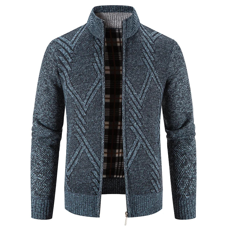 Men Christmas Jumper Knit Turtleneck Cardigan Coat Winter Fleece