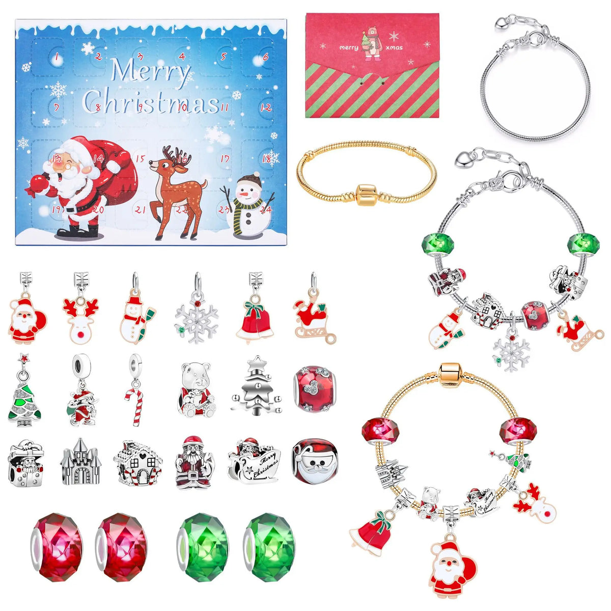 Jewelry Advent Calendar 24 Days Christmas Countdown Ring Necklace Earrings