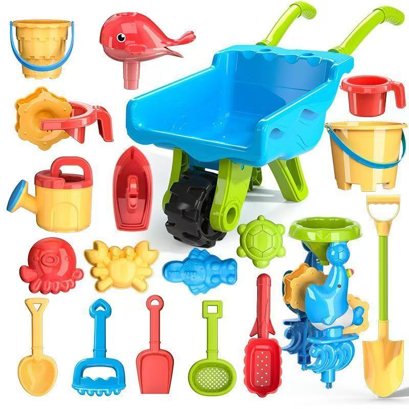 Sand and beach toy set 22-piece wheelbarrow play set BPA-free for kids ages 2-6