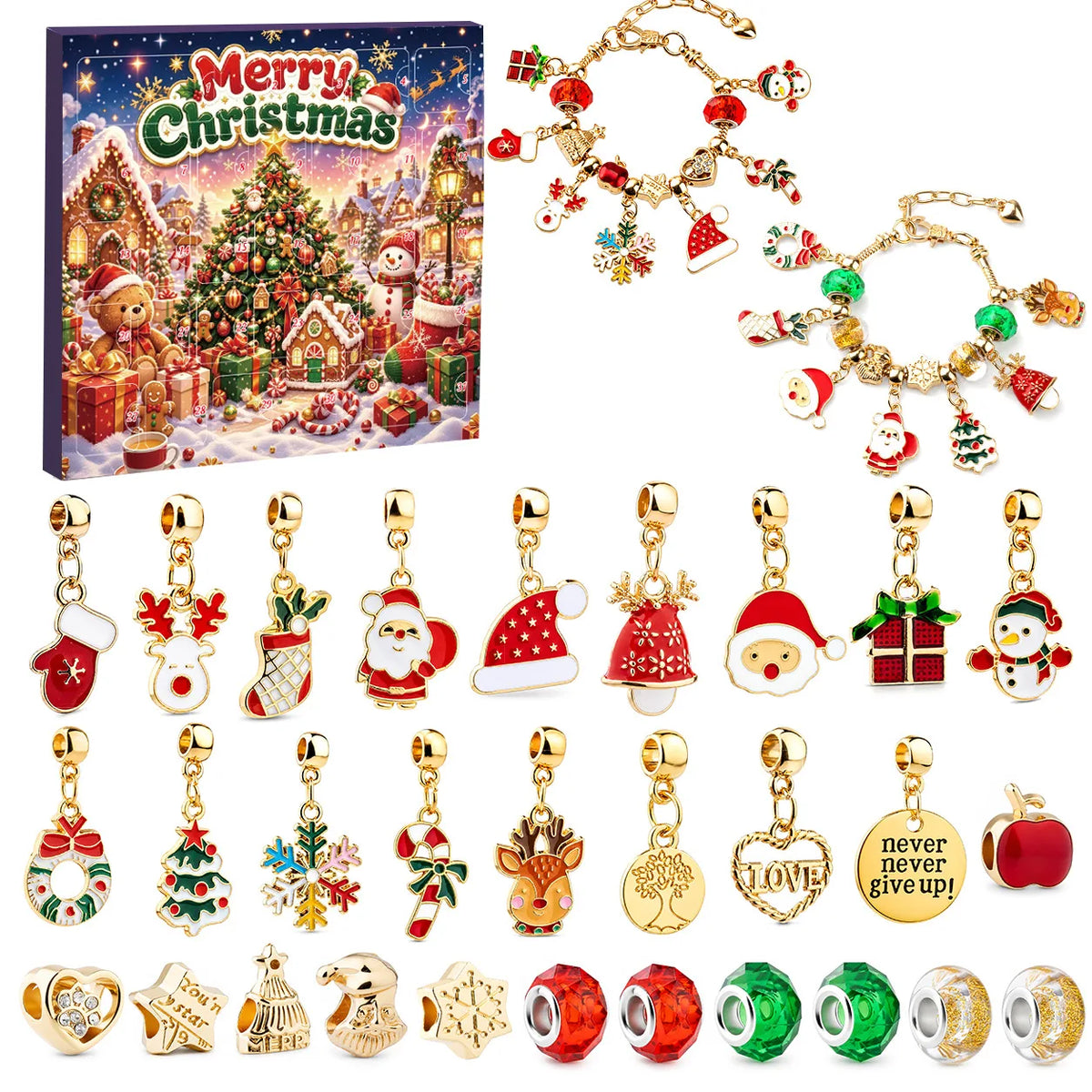 Charm Bracelet Advent Calendar Christmas 24 Days DIY Jewelry Kit