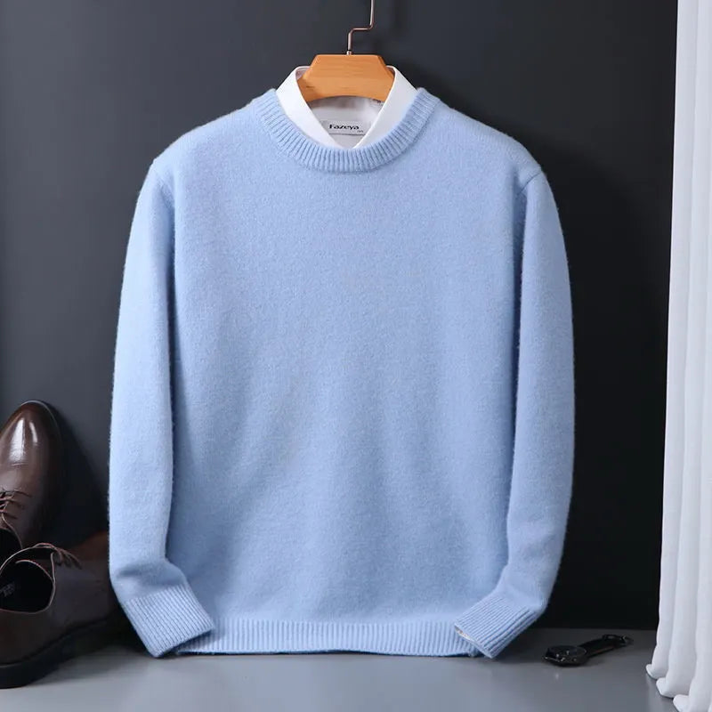 Men's cashmere sweater round neck, autumn winter slim fit pullover