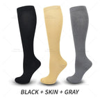 Knee high compression socks 15-20 mmHg, 3 pairs, unisex for running and nursing