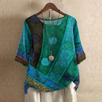 Women retro blouse vintage style with button front and waist shaping