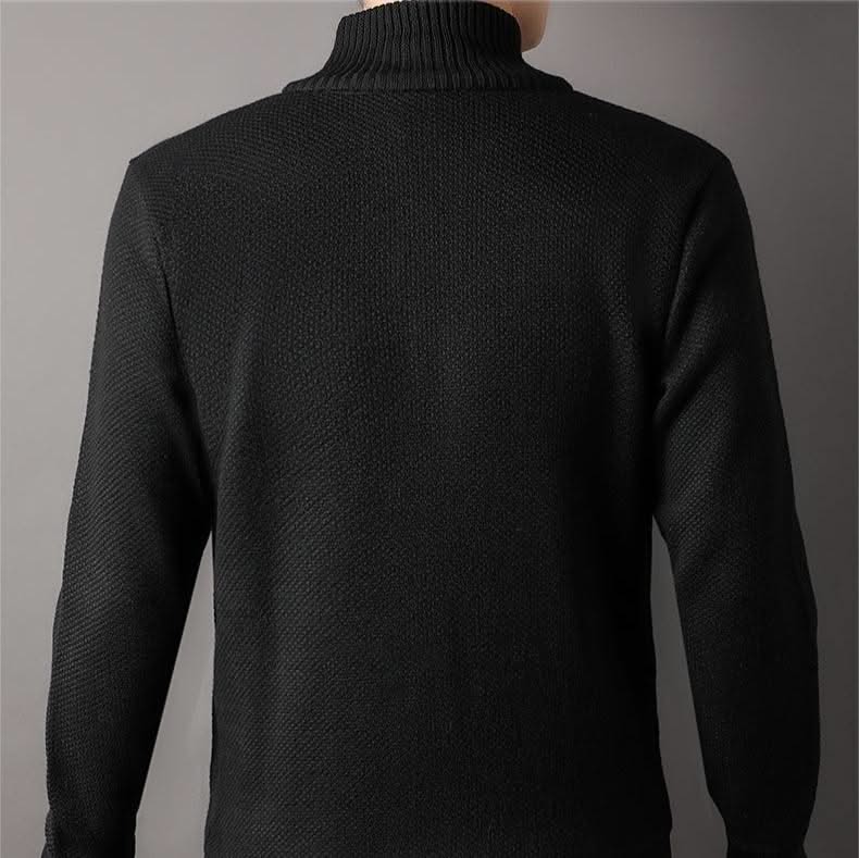 Knit full zip jacket with stand-up collar and side pockets