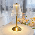 Crystal table lamp cordless touch control rechargeable LED with acrylic shade
