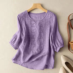 Women Embroidered Relaxed Blouse with delicate stitching in relaxed silhouette