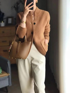 Women's textured blazer slim fit with button closure, office and smart casual