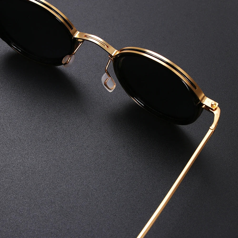 Metal frame polarized sunglasses anti-reflective lenses in gold gun metal turtle