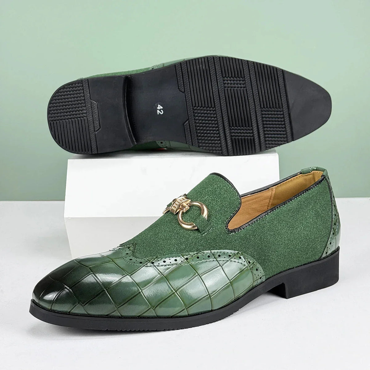 Men's Leather Loafers | Suede & Leather, Gold Buckle