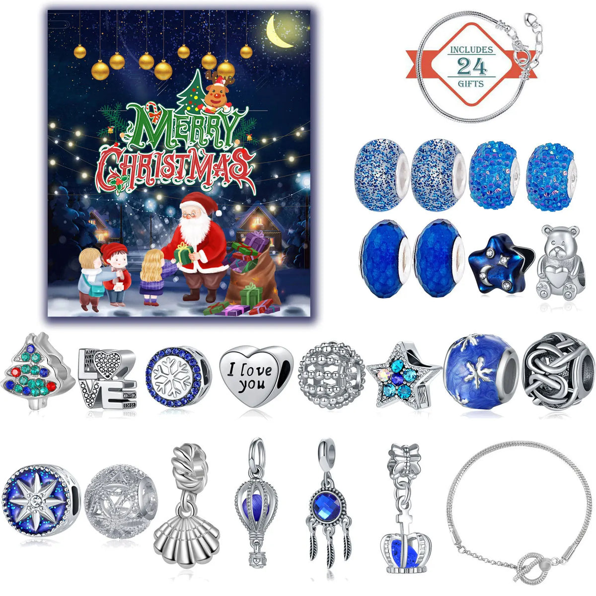 Jewelry Advent Calendar 24 Days Christmas Countdown Ring Necklace Earrings