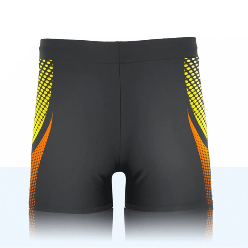 Men Swim Shorts Quick Dry Stretch Geometric Letter Graphic Print