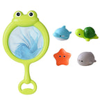 Light-up sea animal bath toys set of 4 with fishing net for kids