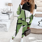 Women 2 piece lounge set O-neck sweater and wide leg drawstring pants