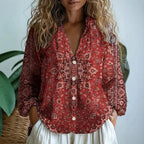 Women relaxed blouse nature print lightweight breathable top
