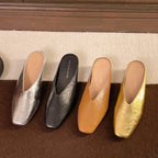 Women slip-on flats low cut in black vegan leather