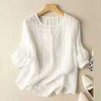 Women Embroidered Relaxed Blouse with delicate stitching in relaxed silhouette