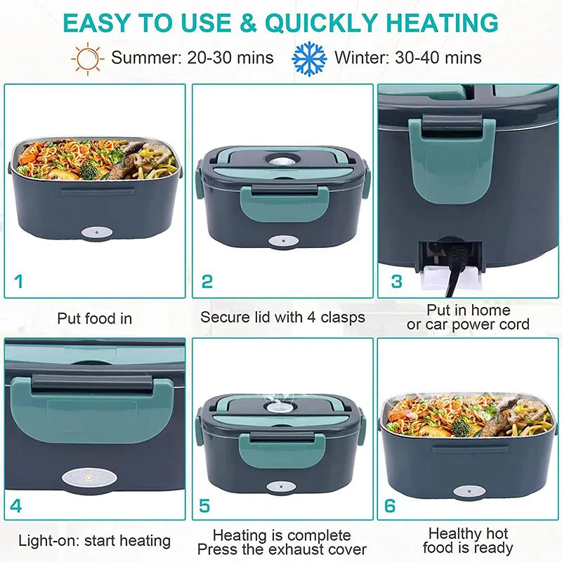 Electric lunch box 1.5L portable 60W food warmer with leak-proof lid