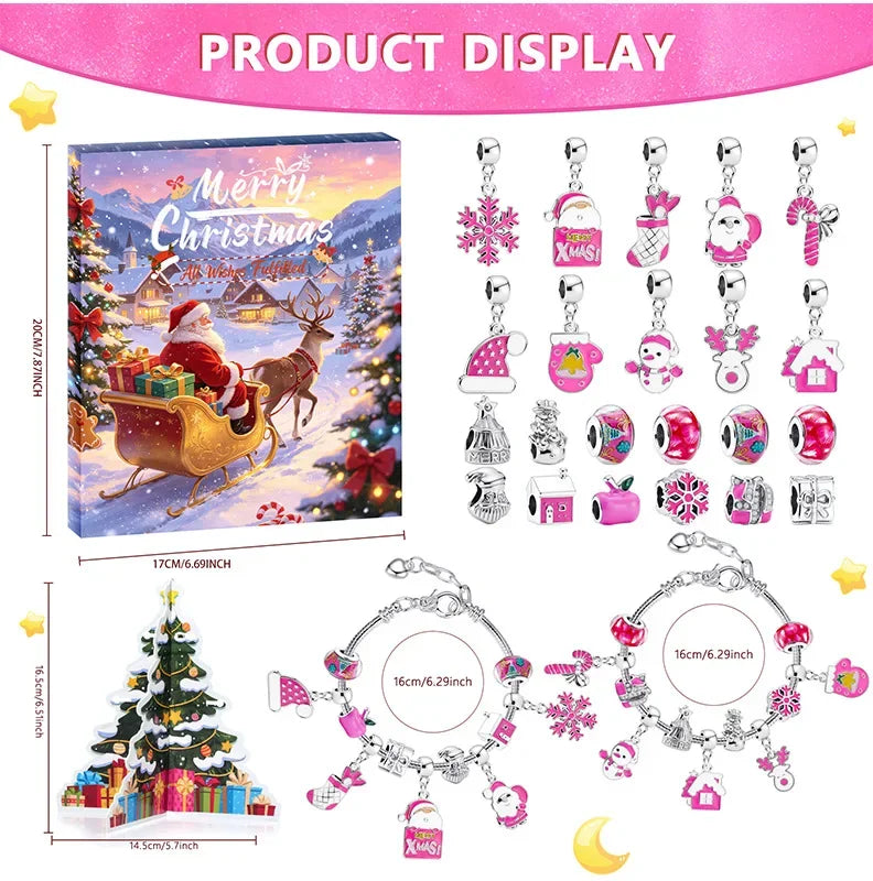 Charm Bracelet Advent Calendar 24 Piece Christmas Countdown Set