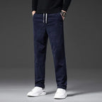Men corduroy chinos tailored fit in khaki with drawstring waist