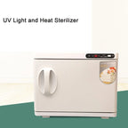 UV sterilizer dryer 23L white cabinet with stainless steel racks for towels and bottles