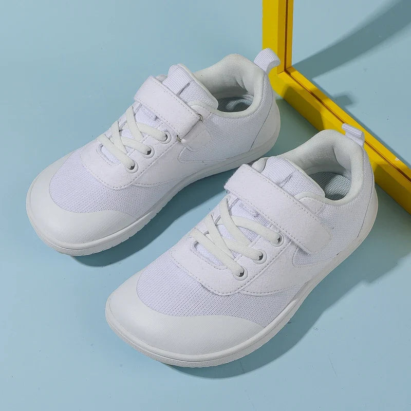 Kids barefoot sneakers with wide toe box and lightweight flexible rubber sole