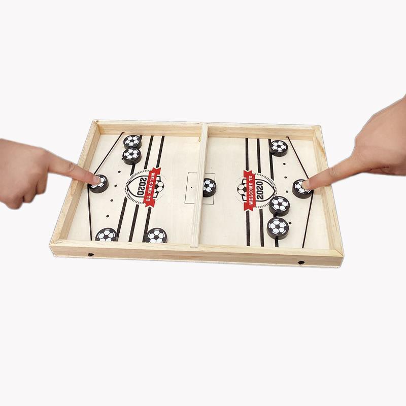 2-in-1 tabletop game set foosball and shuffleboard wooden indoor board
