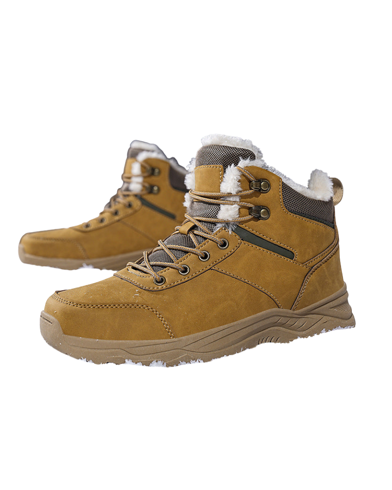 Men faux fur lined winter boots with anti-slip rubber outsole