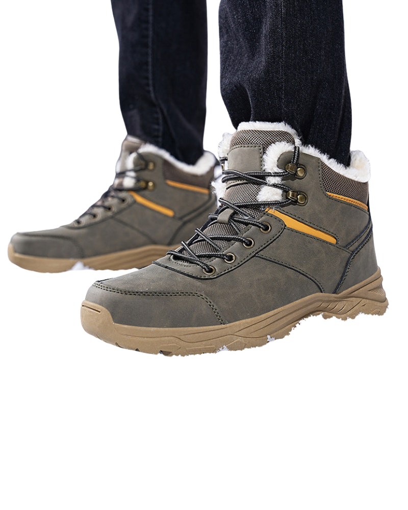 Men faux fur lined winter boots with anti-slip rubber outsole