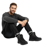 Men faux fur lined winter boots with anti-slip rubber outsole