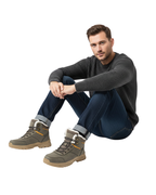 Men faux fur lined winter boots with anti-slip rubber outsole