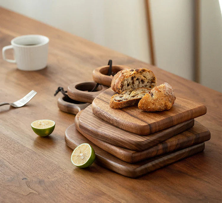Walnut wood cutting boards 2-pack set, dual-sided for chopping and serving