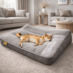 Orthopaedic dog bed large with memory foam, raised headrest and washable velvet cover