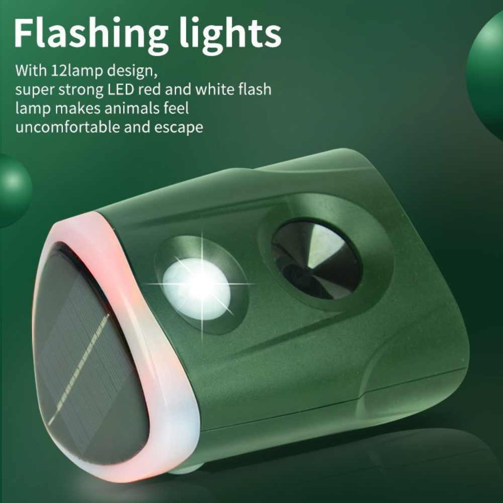360° ultrasonic animal repellent solar powered, cat fox rat deterrent garden