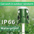 360° ultrasonic animal repellent solar powered, cat fox rat deterrent garden