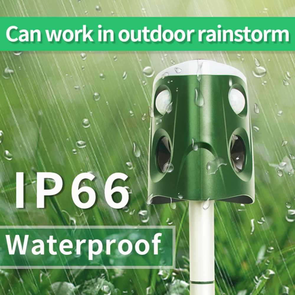 360° ultrasonic animal repellent solar powered, cat fox rat deterrent garden