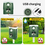 360° ultrasonic animal repellent solar powered, cat fox rat deterrent garden