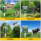 360° ultrasonic animal repellent solar powered, cat fox rat deterrent garden