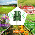 360° ultrasonic animal repellent solar powered, cat fox rat deterrent garden