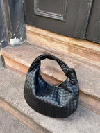Medium woven braided handbag in faux leather, women's everyday bag