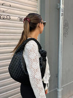 Medium woven braided handbag in faux leather, women's everyday bag