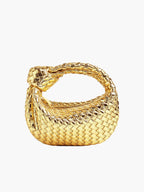 Women woven mini handbag braided faux leather compact shoulder bag