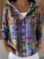 Women hooded button cardigan sweater in multiple colors relaxed fit