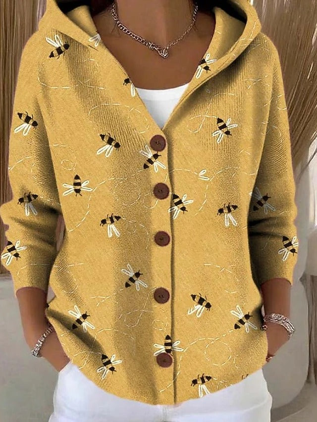 Women hooded button cardigan sweater in multiple colors relaxed fit