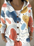 Women hooded button cardigan sweater in multiple colors relaxed fit