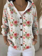 Women hooded button cardigan sweater in multiple colors relaxed fit