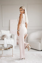 Women's sleeveless V-neck wide-leg tailored jumpsuit in multiple colours